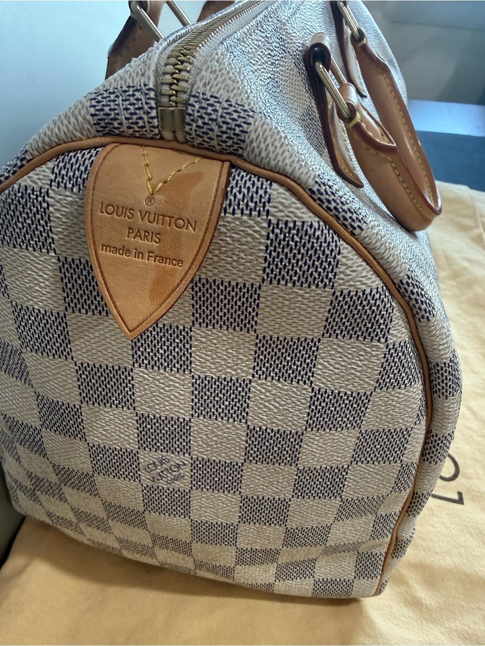 Speedy 30- Louis Vuitton Damier Azur Canvas Speedy Satchel - Picture 4 of 9
